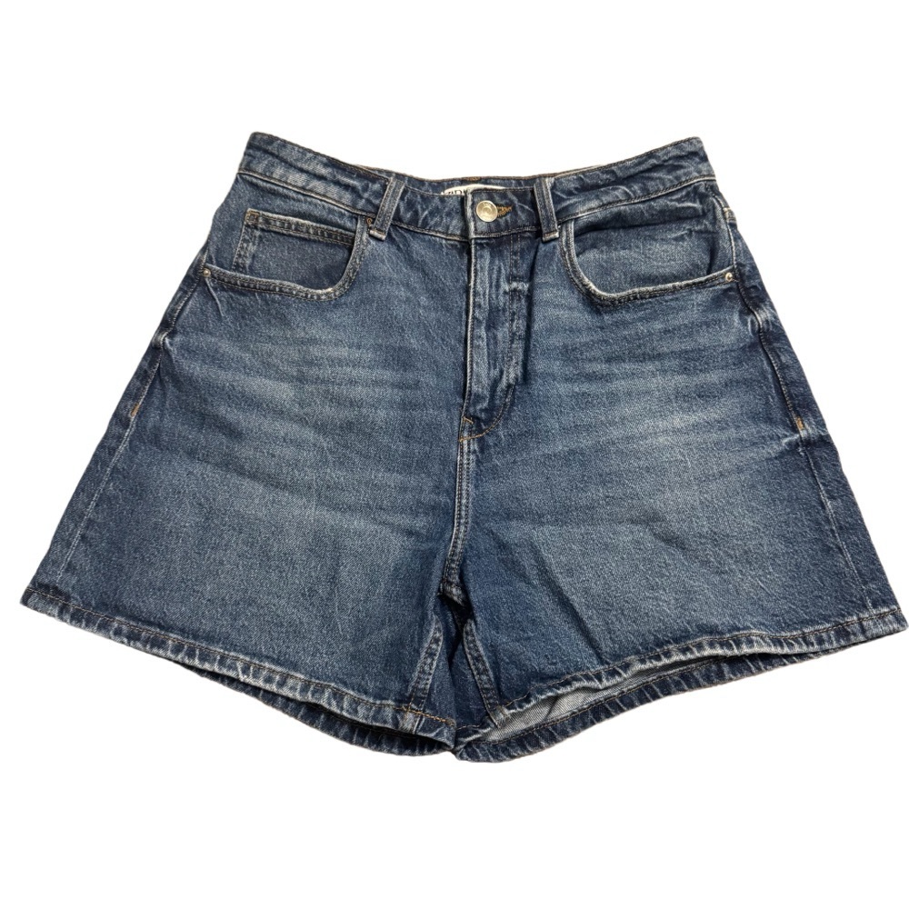 Zara Blue Jean Shorts High-Waisted Relaxed Fit